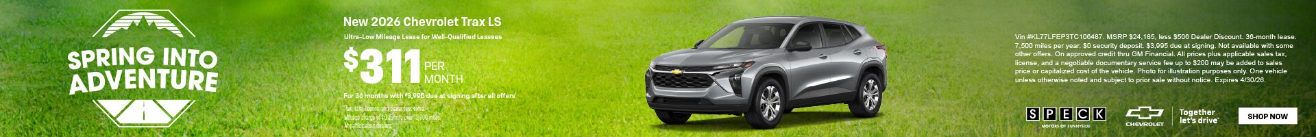 lease a new chevy trax for 311 per month